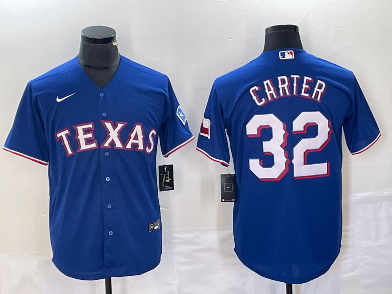 Men Texas Rangers 32 Carter Blue Game Nike 2023 MLB Jersey style 1